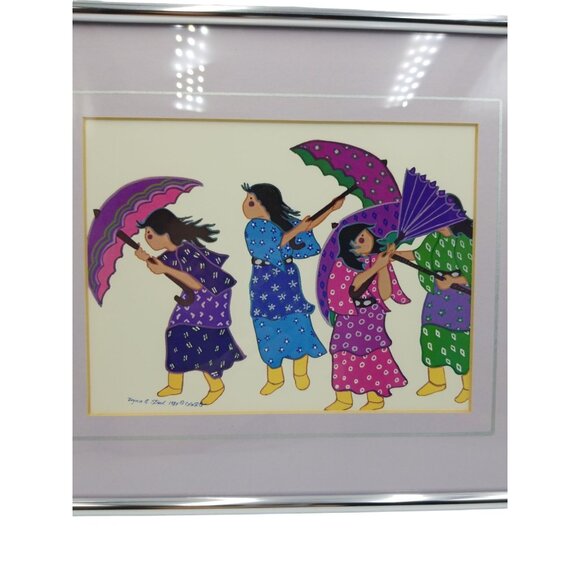 Virginia A. Stroud Framed Matted 1987 "What Happened To The Sun?" Vintage Signed - Picture 2 of 10